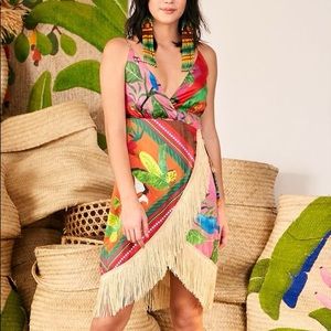 FARM Rio Tropical Wrap Fringe Dress